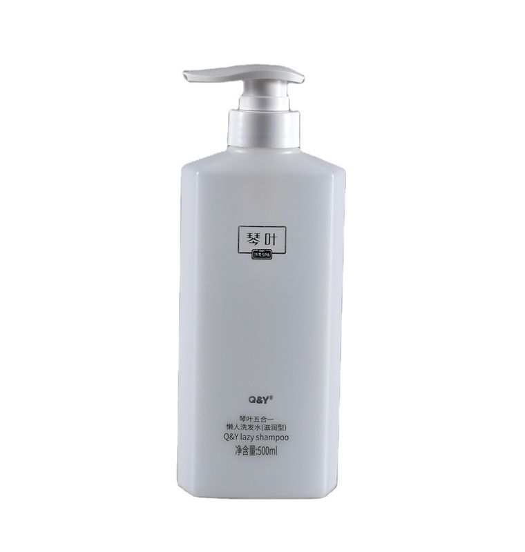Sturdy 500ml Flat Round PE Plastic Shampoo Pump Bottle Lotion Soap Gel Packaging